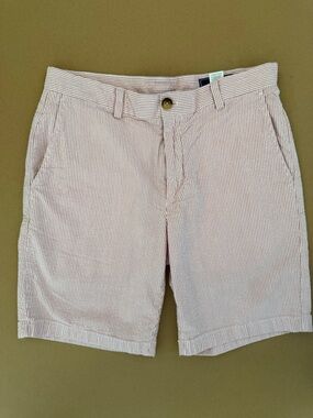 Vineyard Vines Men's Pink & White Seersucker Flat Front Shorts size 32 EUC